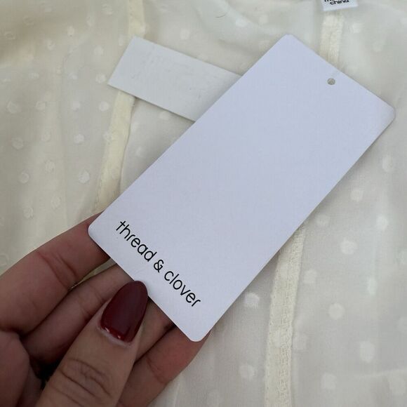 NWT Thread & Clover Cream Swiss Dot Swing Duster Cardigan Sheer Sz M Long Sleeve - Picture 8 of 13